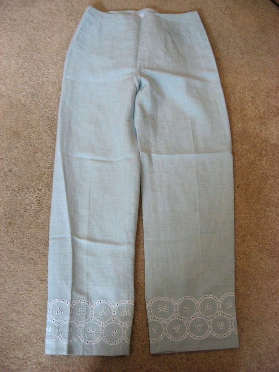 Womens Lt Blue ANN TAYLOR LOFT Lined Linen Blend Pants Petite