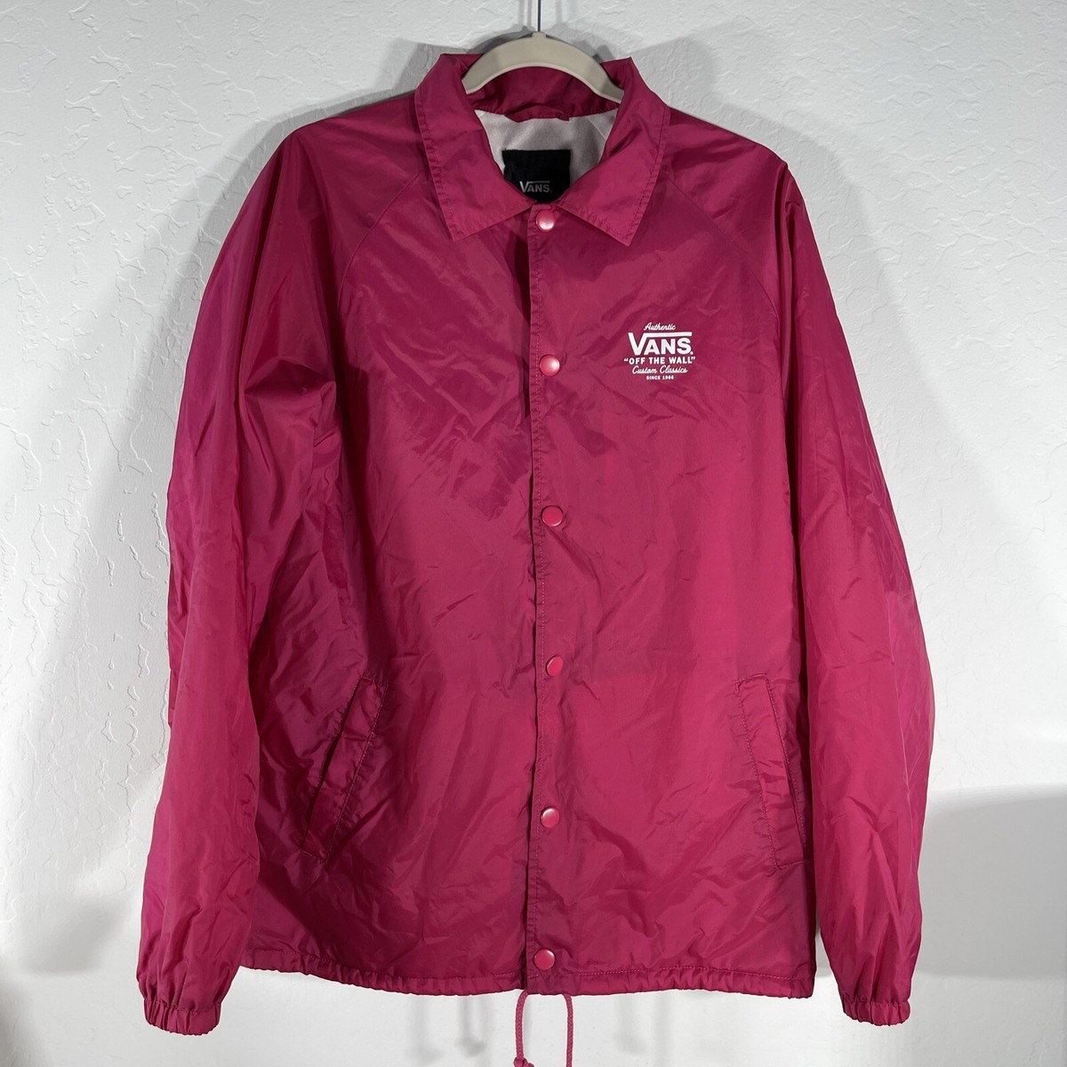 Vans Off The Wall Size Medium Cany Pink Coach Jacket Snap Button