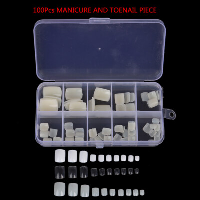 100Pcs Acrylic Toe False Nails Tips Foot Fake Manicure Art Decoration Toenai_z8