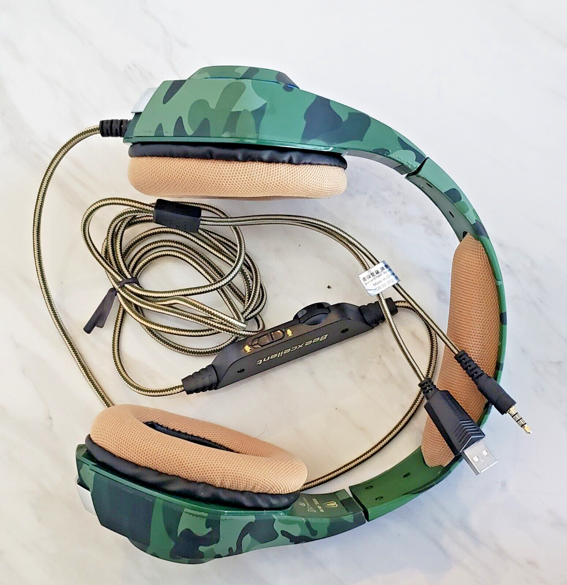 Beexcellent GM-100 Gaming Headset Camo Pattern with headphone Jack and USB  Mic
