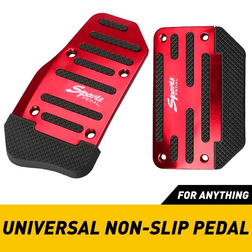 Universal Non-slip Sport Brake Rest Pedal Brake Pad Covers Red Aluminum - Picture 6 of 10