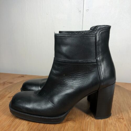 Coach and Four Boots Womens 9 M Retro Y2K Block Heel Career Ankle Shoes Black - Picture 2 of 14