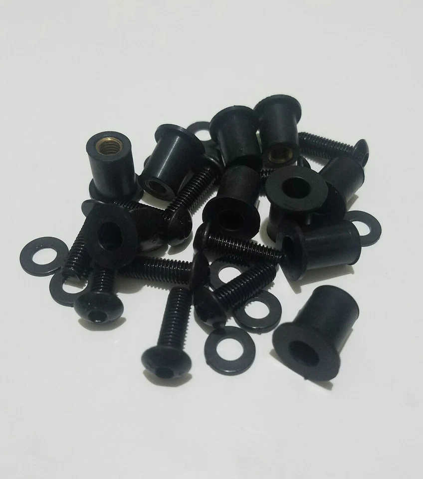 8 Tuercas de Goma NEGRAS para Pozo y Pernos de Acero Inoxidable Carenado de Pantalla de Motocicleta Bicicleta M5 5mm Foto 3 de 3