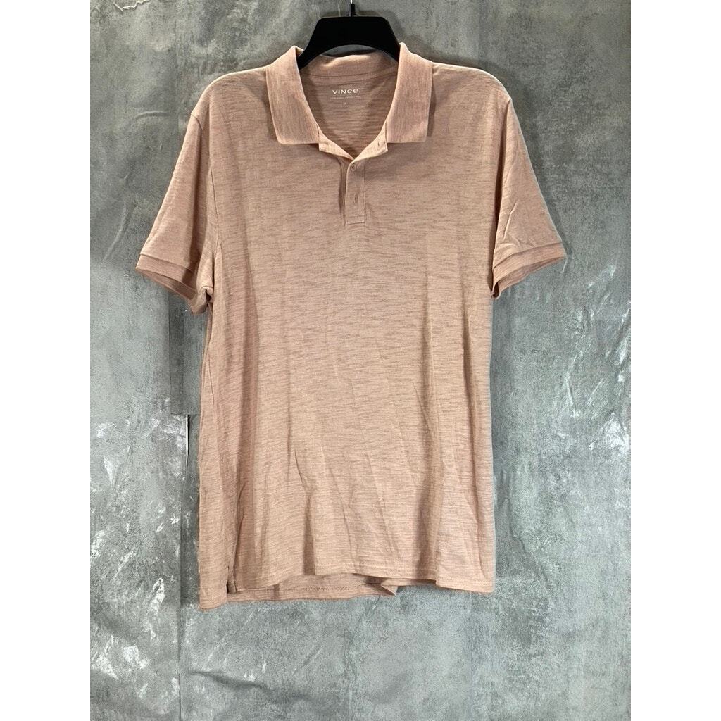 Men's Peach Classic Slub Short-Sleeve Polo Shirt SZ M