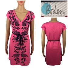 Boden Womens 2 Petite Tanya Embroidered Jersey Dress Bright Camellia Pink