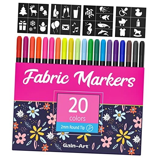 Fabric Markers Permanent for Clothes - 20 Colors Fine Tip Fabric 1 Multicolor-image