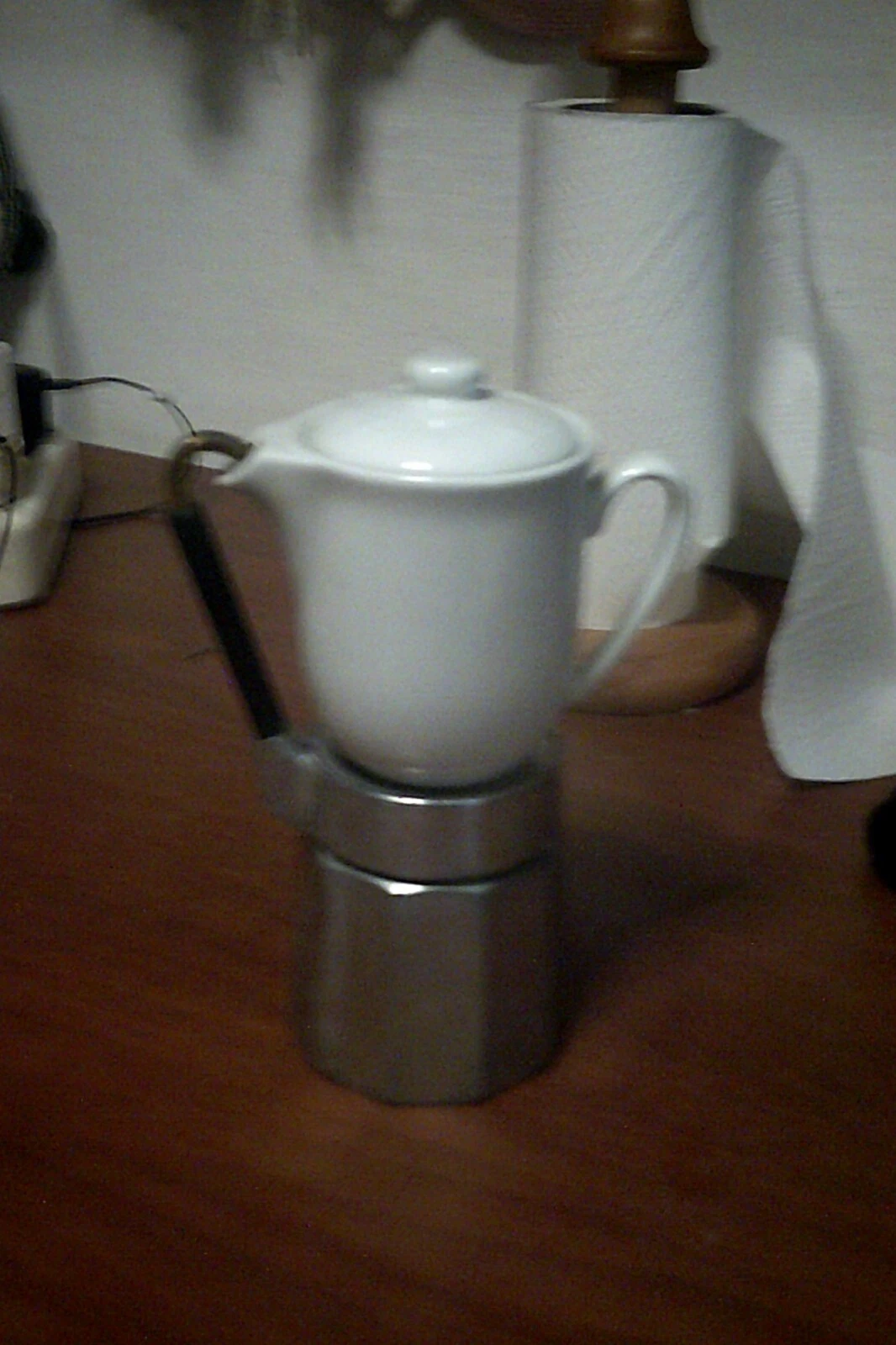 aluminum coffee maker with mill jar white read description