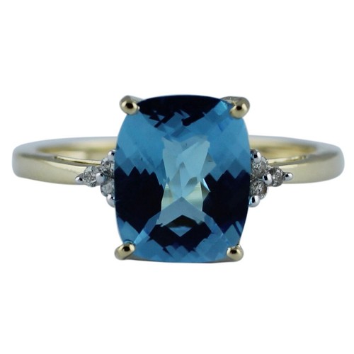 Swiss Blue Topaz Gemstone 925 Sterling Silver Cocktail Ring Size 7 For Girls - Picture 7 of 9