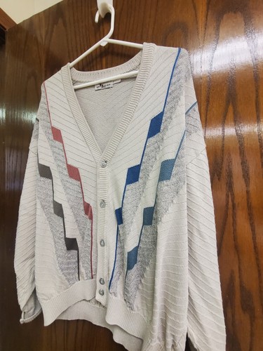 St. Croix Knits Sweater Mens Grandpa Sweater V Neck cardigan Large Made in USA - Picture 9 of 11
