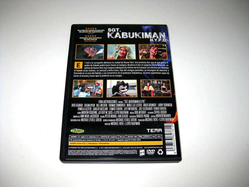 Sgt. Kabukiman N.Y.P.D. Dvd Rick Gianasi Susa Byun Bill Weeden Thomas ...