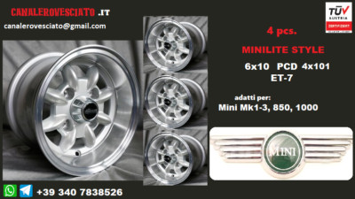 Leichtmetallfelgen Minilite 6j 10 Zoll Austin Morris Mini Innocenti Mk1 2 3...