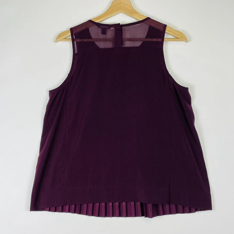 Camisa Top American Eagle Borgoña Punto de Cruz Plisada Sin Mangas Para Mujer Mediana Foto 3 de 4