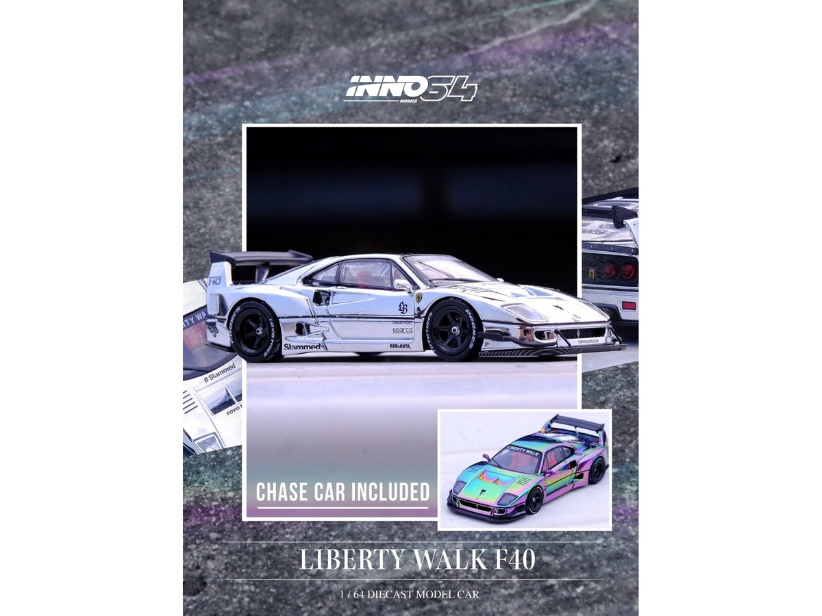 LBWK F40 CHROME SILVER 1/64 DIECAST MODEL CAR BY INNO MODELS LBWK F40 CHROME SILVER 1/64 DIECAST MODEL CAR BY INNO MODELS