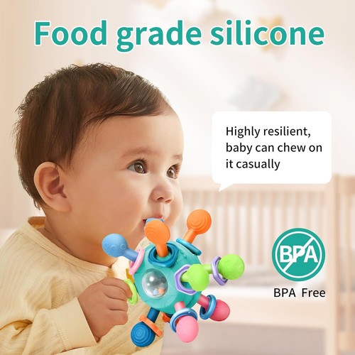 Baby Sensory Toys For 0-6 6-12 Months Food Grade Teething Toy Gift For Boys Girl - Picture 2 of 8