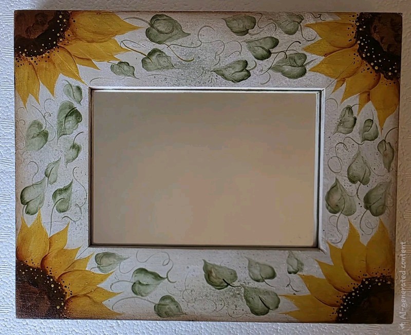 Hand-Painted Sunflower Mirror Frame by Kathy Scorch Trumbull CT 10.5" x 8.5"