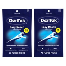 2 Pack - DenTek Complete Clean Mouthwash Blast Angled Floss Picks 75 Each