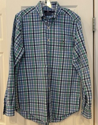 Vineyard Vines Slim Fit Tucker Shirt Button Down Cotton Linen Plaid Size Medium