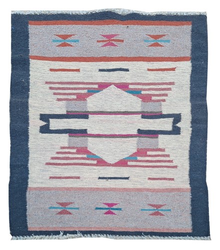 Amazing Hand Knotted Vintage Flat Weave Kilim Kilm Wool Area Rug 4.3 x 2.3 Ft