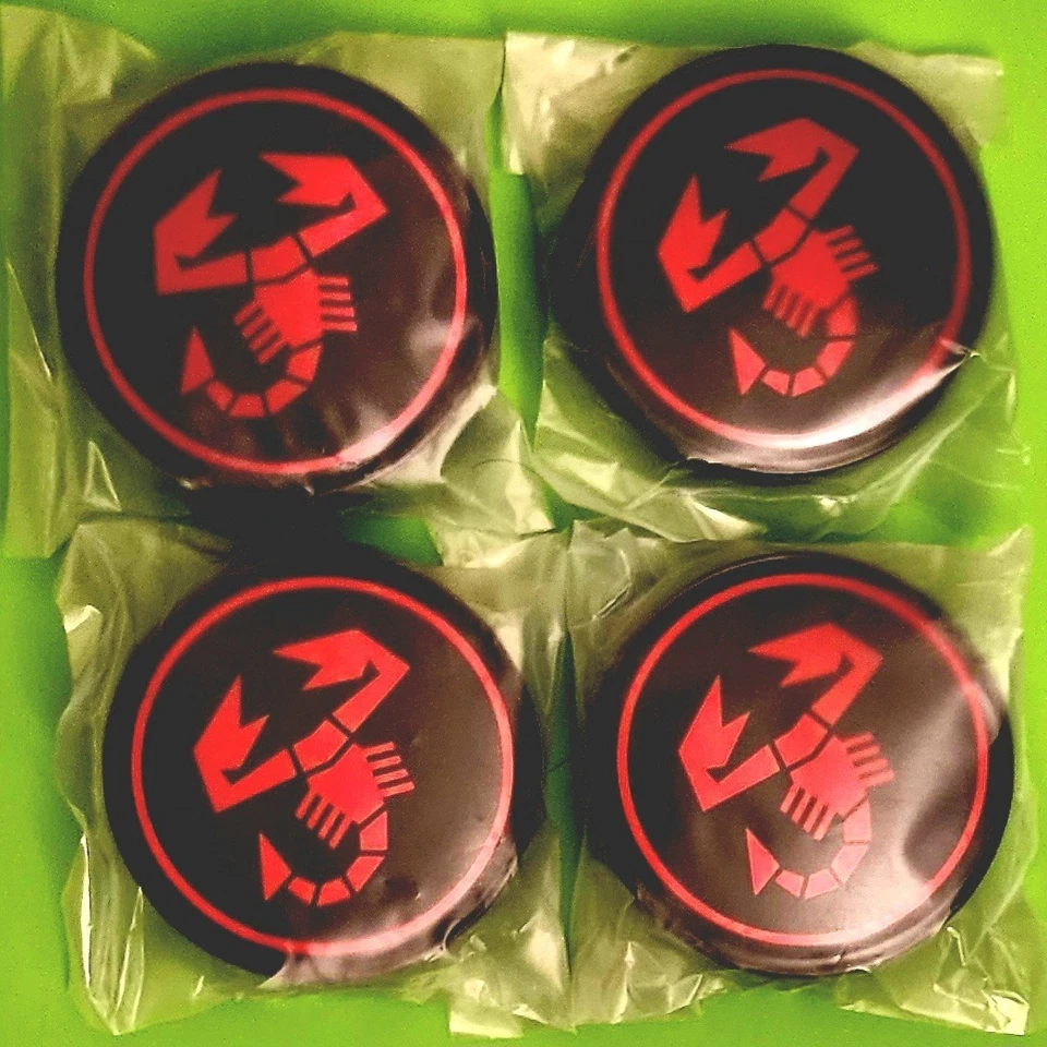 Tapacubos centrales de llantas de aleación negra roja Abarth de 4 x 60 mm/tapa de llanta con Scorpion Foto 3 de 4