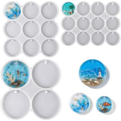 3 Pcs Circle Silicone Molds, 25 Cavity Round Resin Drilled