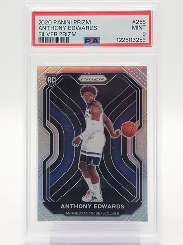 ANTHONY EDWARDS 2020-21 PRIZM ROOKIE SILVER #258 TIMBERWOLVES MINT PSA 9 Q0004