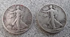 1943 P Walking Liberty Half Dollars 90% Silver Lot of 2 Circulated Ungraded