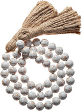 Farmhouse Wood Bead Garland Home Decor, Natural Wooden Garland for Tiered Tray,