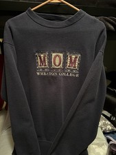 Vintage 90s Wheaton College MOM Womens Navy M Sweatshirt Oarsman 913 Embroidered