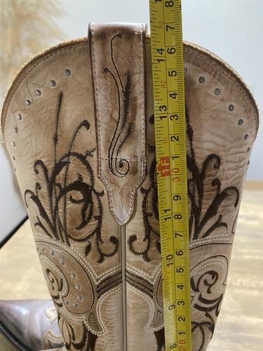 Sterling River Women’s Brown, Beige Studded Snip Toe Cowboy Boots 6 1/2 Mexico - Picture 9 of 18