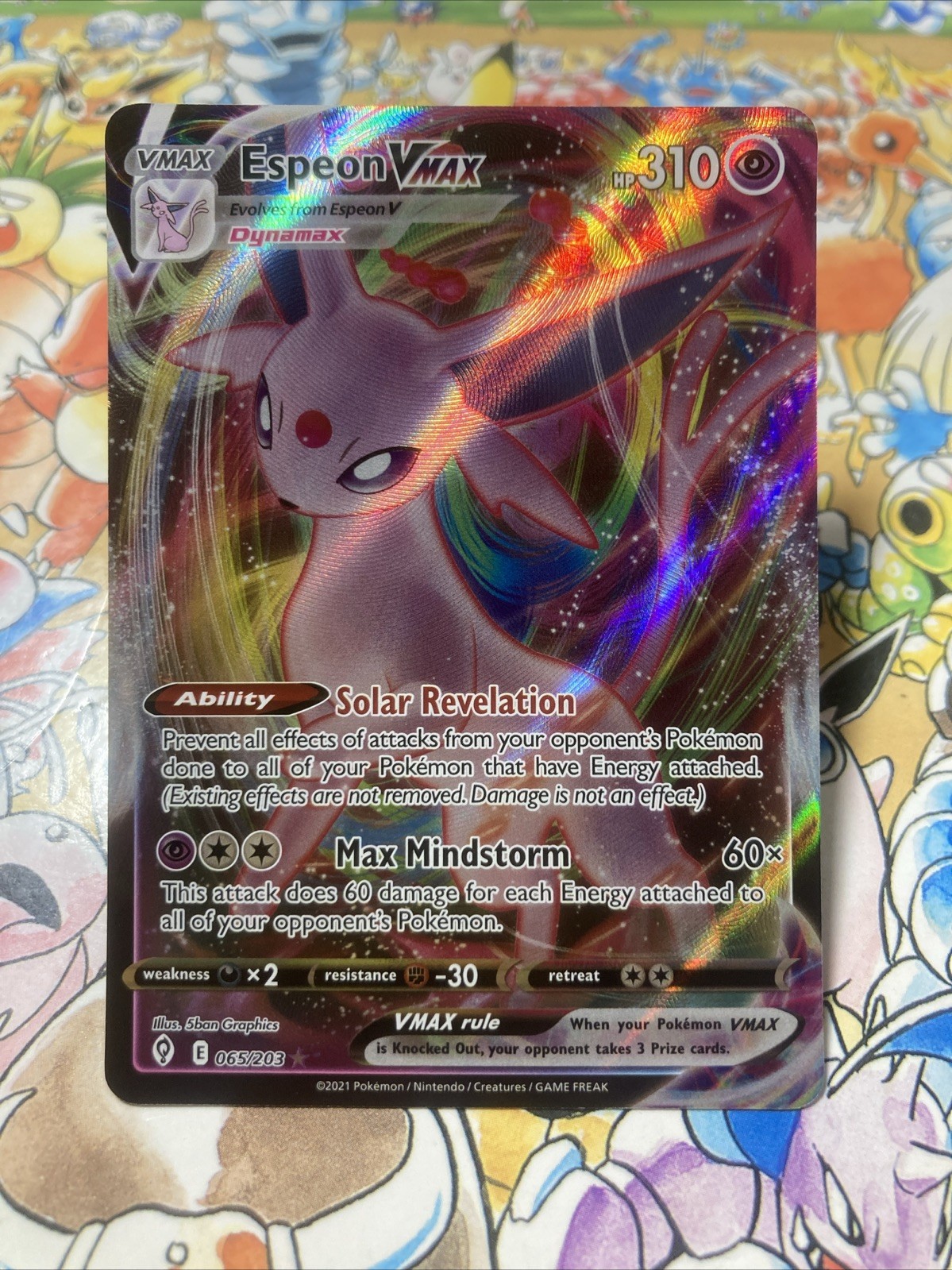 Espeon Vmax 65/203 Holo Rare Pokemon Card Evolving Skies NM