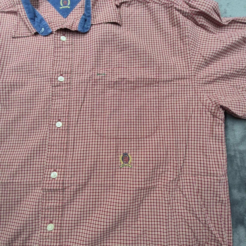 Vintage Tommy Hilfiger Shirt Mens 2XL Check Button Down Long Sleeve Crest 90s - Image 2 of 4