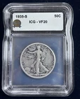 1935-S Walking Liberty Half Dollar 50C Silver 90%, ICG VF20