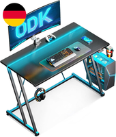 Odk 100 × 50 Cm Gaming Tisch Mit Led, Gaming Schreibtisch Mit Becherhalter Und K