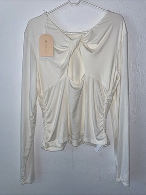 1X Blogilates Twisty Long Sleeve Beige Top Women's Brand New With Tags Free Ship