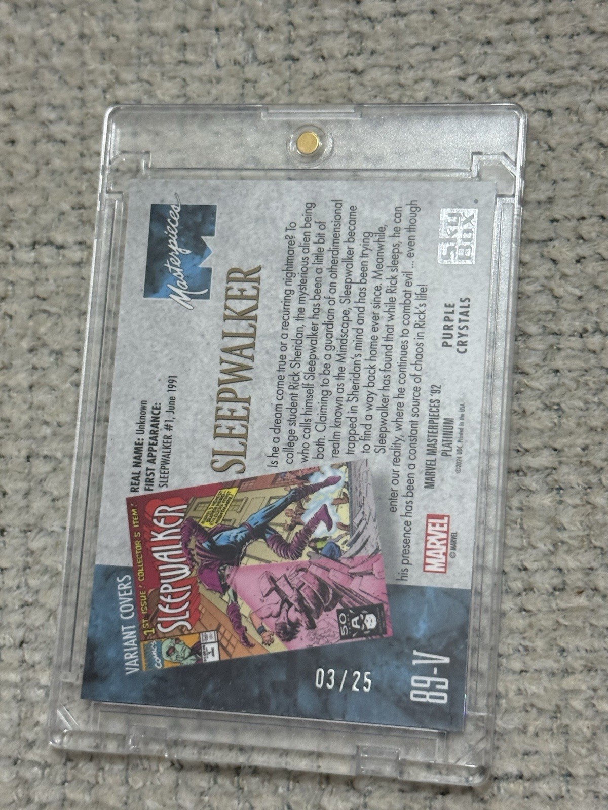 2024 Marvel Masterpieces '92 Variant Cover Purple Crystal /25 Sleepwalker #89-V
