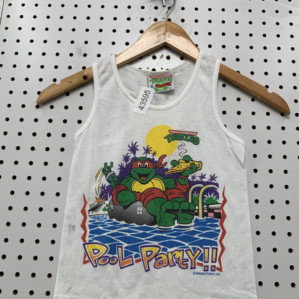 VTG 90s Teenage Mutant Ninja Turtles Tank Top White Child Small Sleeveless 12x16 - Image 2 of 4