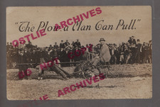 Racine Wisconsin Rppc C1910 Advertising J.i. Case Man Pulling Plow Farming Demo