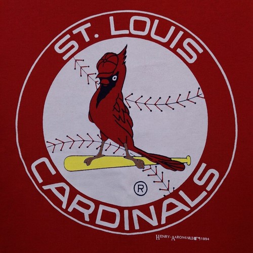 Vtg 1994 St Louis Cardinals T-Shirt XL Red Blue MLB Henry Aaron Single Stitch - Picture 5 of 12