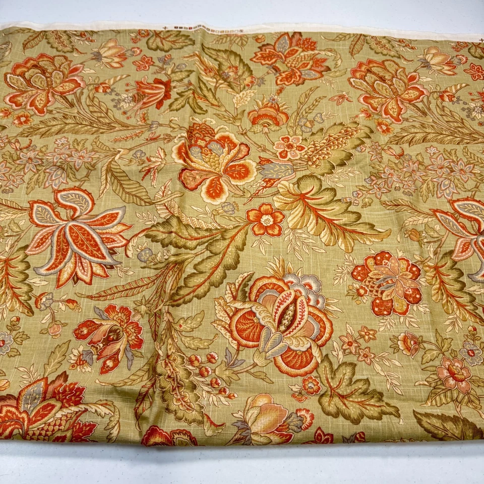 mill creek upholstery fabric cotton beige red floral louts 55x99 2.75yards - Image 2 of 4