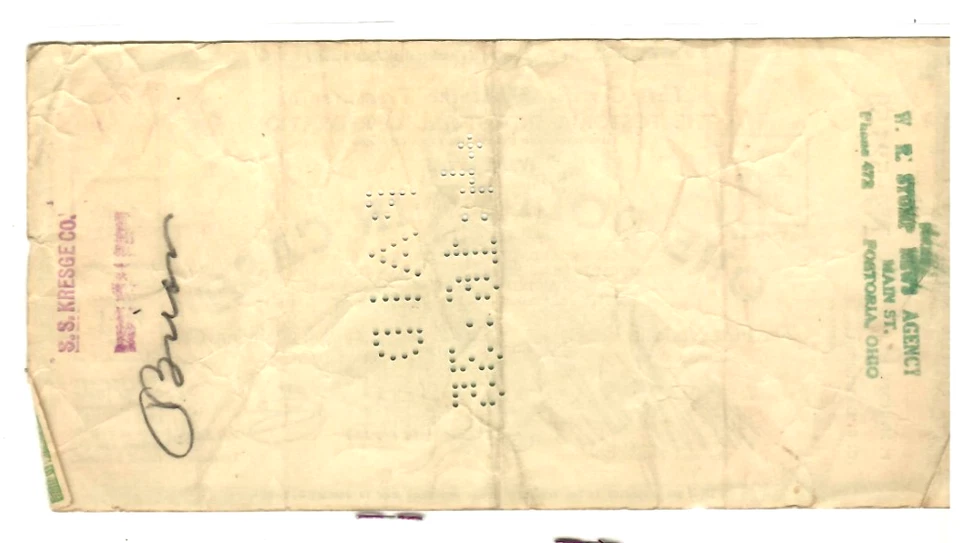 $1  "FOSTORIA CORP" (1930S) $1  "DEPRESSION SCRIP" (FOSTORIA) $1 RARE! (1930'S) - Image 3 of 3