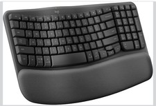 Logitech Wave Keys Ergonomic Keyboard Palm Rest Bluetooth Multi-OS Graphite
