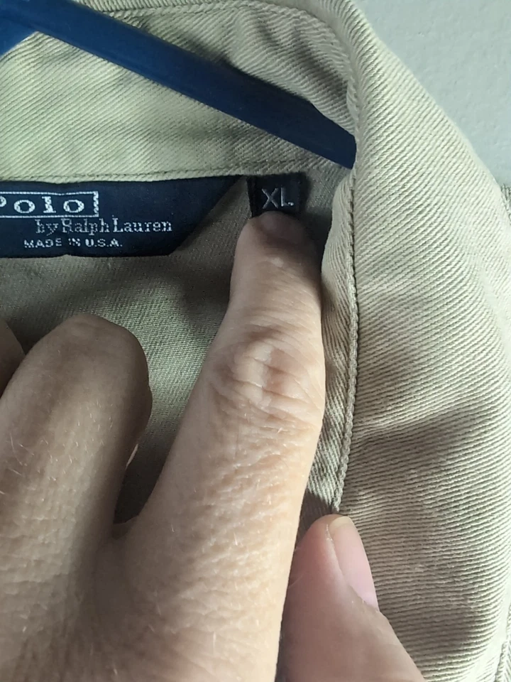 Chaqueta Polo Ralph Lauren Vintage Años 90 Sin Forro TALLA XXL, Denim Caqui, ¡Icónica! Foto 4 de 4