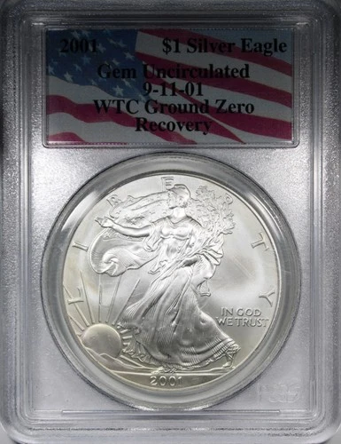 2001 World Trade Center American Silver Eagle PCGS Gem BU WTC Recovery