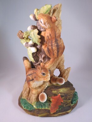 Cute Pair of Squirrels in an Acorn Tree Figurine Indoor Home Decor