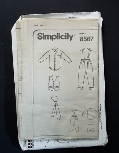 ZA0072 Simplicity 8567 Child Size 3-6 Boy Pants Shirt &vest Uncut Sewing pattern - Picture 3 of 3
