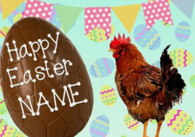 Personalisierte Grußkarte Hahn Vogel Frohe Ostern A5 Schokoladenei EE134