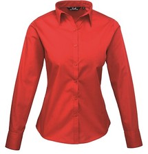 Premier Ladies Business Hospitality Barwear Long Sleeve Poplin Shirt Blouse