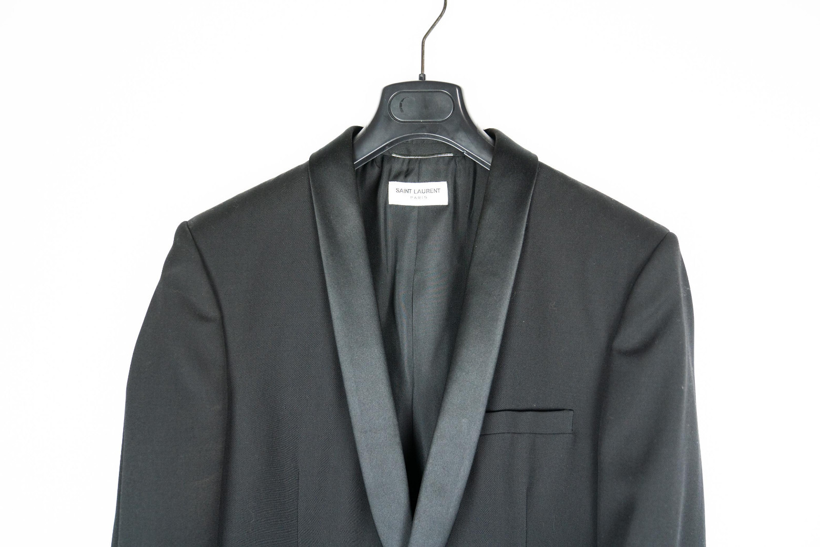 SAINT LAURENT PARIS giacca lana blazer cappotto sportivo tuta nero smoking 50