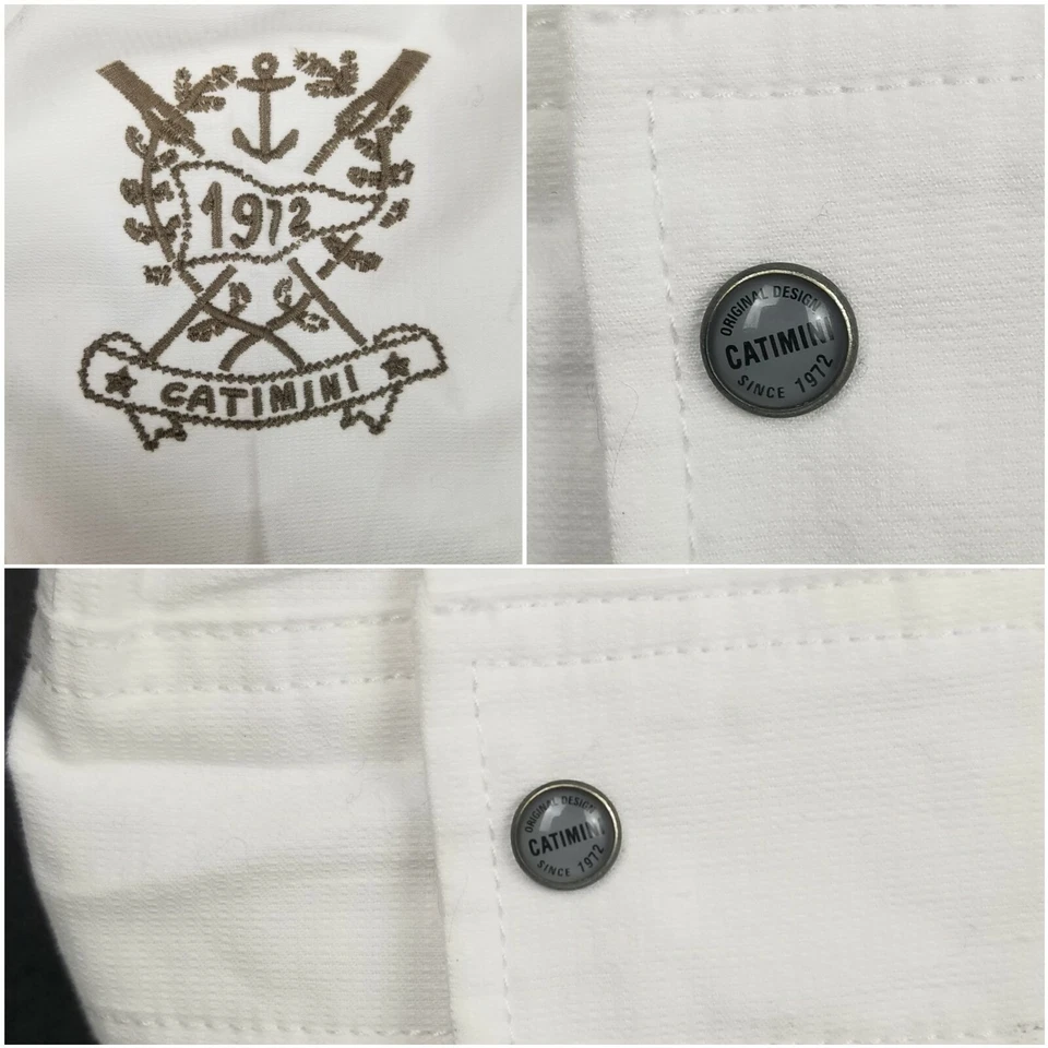 CATIMINI Boys White Button Up Western Style Shirt w Pockets & Snap Sleeves Sz. 6 - Image 4 of 4