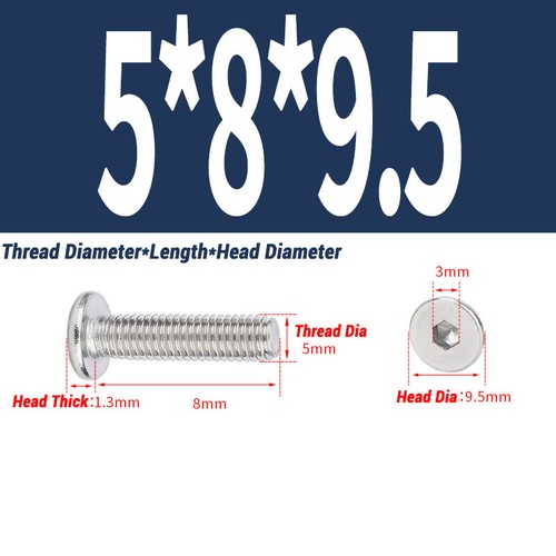 5/10pc M2-M12 A2 Allen Hex Hexagon Socket Ultra Thin Flat Wafer Head Screw Bolt - Picture 65 of 151